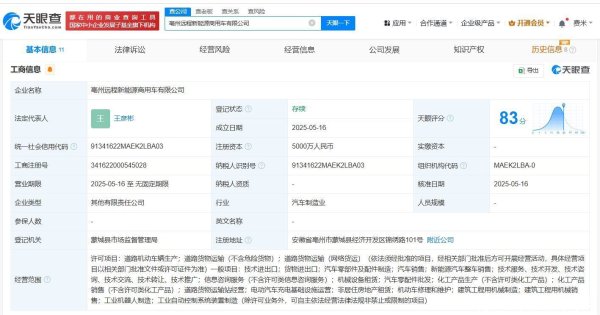 配资一流股票配资门户 吉利等在亳州成立远程新能源商用车公司 注册资本5000万